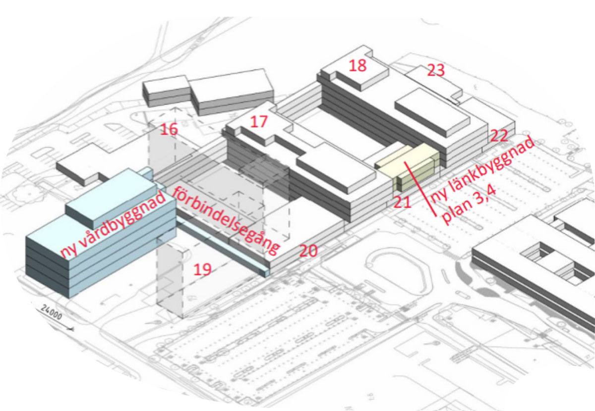 Skiss över sjukhusområdet